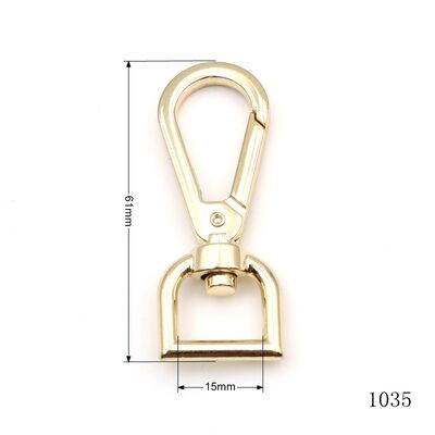 Bag Accessories Metal Swivel Snap Hook with D Ring 15mm Strap Clip Key Chain Clasp