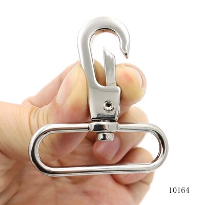 41mm Rectangular Loop Zinc Alloy Swivel Snap Hook, Mirror Silver Custom Engraved Logo Clasp For Handbag Shoulder Straps