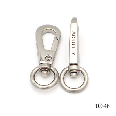 Matt Nickel Customized Logo Engraved Swivel Snap Hook Metal Carabiner Clasp Hooks For Handbag Hardware Accessories