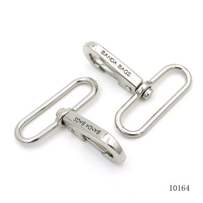 41mm Rectangular Loop Zinc Alloy Swivel Snap Hook, Mirror Silver Custom Engraved Logo Clasp For Handbag Shoulder Straps