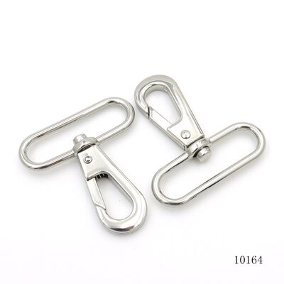 41mm Rectangular Loop Zinc Alloy Swivel Snap Hook, Mirror Silver Custom Engraved Logo Clasp For Handbag Shoulder Straps