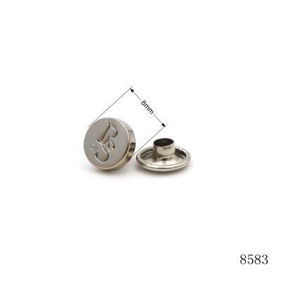 8mm Custom Logo Metal Rivets for Leather | Nickel Plated Hardware