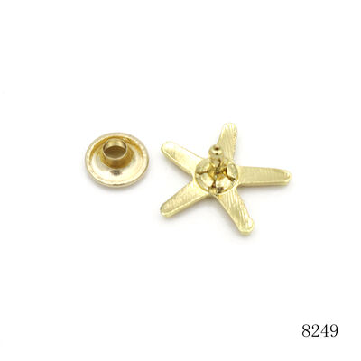 Custom 18mm Gold Plated Sea Star Metal Rivet Studs, Decorative Star Shape Fasteners for Leather Bags & Garments