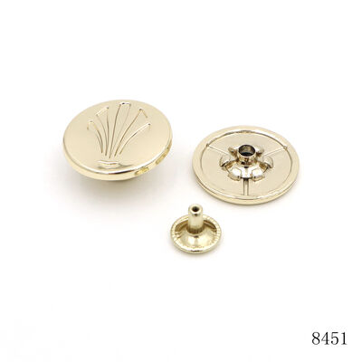 20mm Light Gold Zinc Alloy Metal Logo Rivet Studs With Cap, Die‑cast Custom Embossed Pattern Rivets For Bag Leather Craft