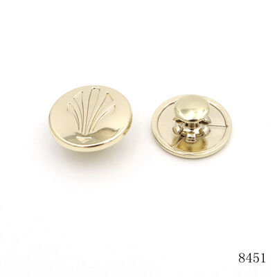 20mm Light Gold Zinc Alloy Metal Logo Rivet Studs With Cap, Die‑cast Custom Embossed Pattern Rivets For Bag Leather Craft