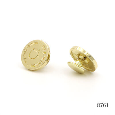 15mm  Gold Plating Logo Engraved Metal Rivet Double Cap Rivet  Zinc Alloy Rivet  For Leather Bag Hardware Accessories