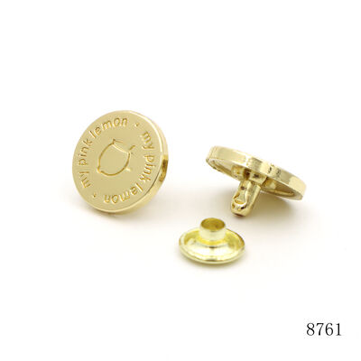 15mm  Gold Plating Logo Engraved Metal Rivet Double Cap Rivet  Zinc Alloy Rivet  For Leather Bag Hardware Accessories