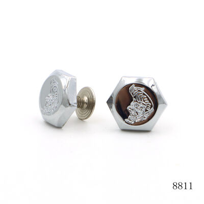 Custom Leather Screw Rivet Hexagon Casting Logo Chrome Plated Metal Studs
