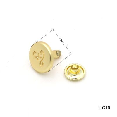 13mm Matt Gold Logo Engraved Metal Rivets Custom Logo Cap Rivets Zinc Alloy Rivet For Leather Bag Accessories