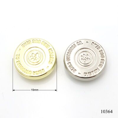 10mm Nickel Gold Logo Engraved Zinc Alloy Rivet Metal Logo Rivets For Leather Bag Dog Collars