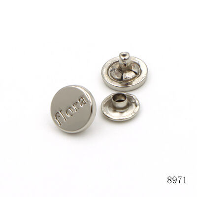 Nickel 11mm Custom Logo Engraved Metal Rivet Double Cap Alloy Rivets For Bag Hardware Accessories And Leather Fittings