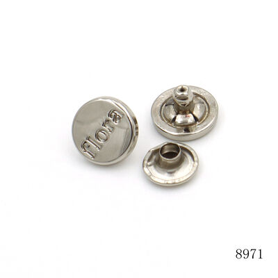 Nickel 11mm Custom Logo Engraved Metal Rivet Double Cap Alloy Rivets For Bag Hardware Accessories And Leather Fittings