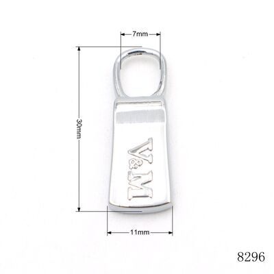 Custom Metal Zipper Pull with Embossed Logo for Bags | Zinc Alloy Hardware