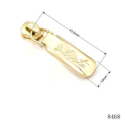 Custom shaped Logo Engraved Gold Plated  Metal Zip Puller Tag For Handbags Hardware Accessories