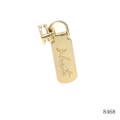Custom shaped Logo Engraved Gold Plated  Metal Zip Puller Tag For Handbags Hardware Accessories