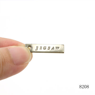 Nickel Silver Mini Zipper Puller Custom Logo Engraved Metal Zipper Pull Tag for Handbags