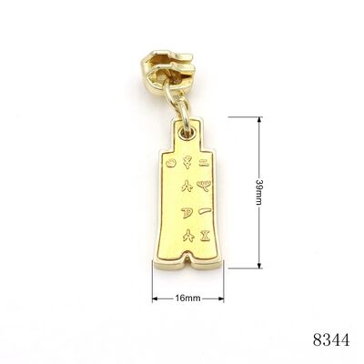 Gold Custom Symbol Logo Engraved Metal Zipper Puller Tab For Handbags Hardware Accessories