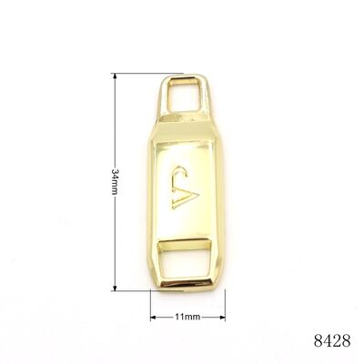 Square Custom Gold Logo Engraved Metal Zip Puller  For Handbags Hardware Accessories