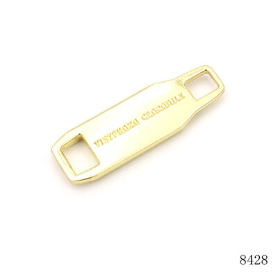 Square Custom Gold Logo Engraved Metal Zip Puller  For Handbags Hardware Accessories
