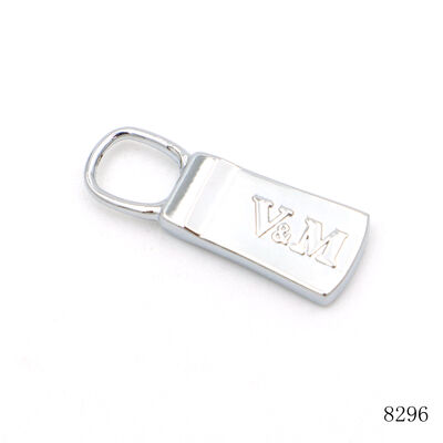 Custom Metal Zipper Pull with Embossed Logo for Bags | Zinc Alloy Hardware