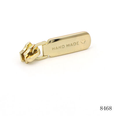 Custom shaped Logo Engraved Gold Plated  Metal Zip Puller Tag For Handbags Hardware Accessories