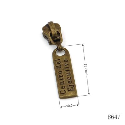 Engraved Custom Logo  Metal Zip Puller Tag Rolling Anti Brass Pull Tag For Handbags Hardware Accessories