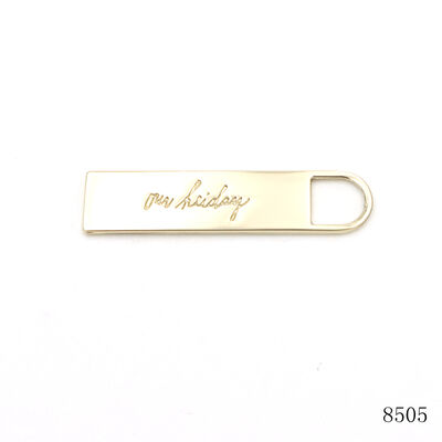 Gold Plated Engraved Custom Brand Logo  Metal Zipper Tag Puller For Bag Hardware Accessories/clothing