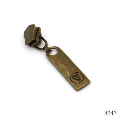 Engraved Custom Logo  Metal Zip Puller Tag Rolling Anti Brass Pull Tag For Handbags Hardware Accessories