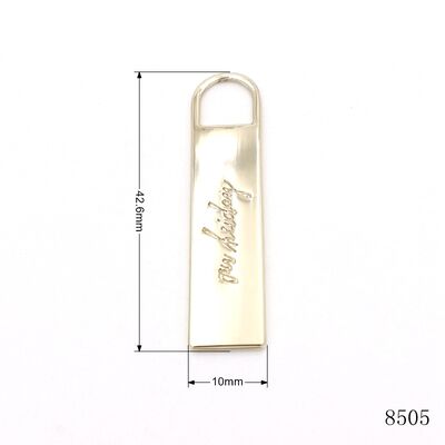 Gold Plated Engraved Custom Brand Logo  Metal Zipper Tag Puller For Bag Hardware Accessories/clothing