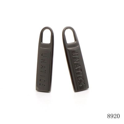  Custom Deep Clear Logo Engraved Metal Zipper Puller Black Metal Zip Pull Tag For Handbag Hardware Accessories 