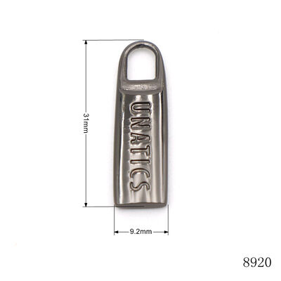  Custom Deep Clear Logo Engraved Metal Zipper Puller Black Metal Zip Pull Tag For Handbag Hardware Accessories 