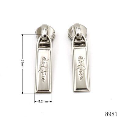 Bag Accessories Metal Zipper Puller Custom Logo Shape Zip Pull Charm with 5# Slider for Clothing