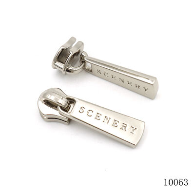 Nickel Logo Engraved Metal Zipper Puller Customized Shape Size Metal Zipper Puller Label For Handbag