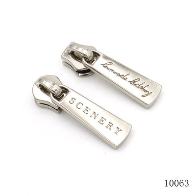 Nickel Logo Engraved Metal Zipper Puller Customized Shape Size Metal Zipper Puller Label For Handbag