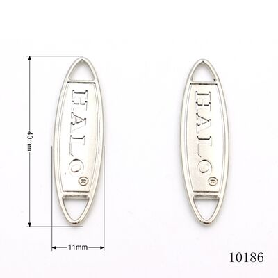 Logo Engraved Nickel Metal Zipper Pull Tag Customized Long Shape Metal Logo Zipper Puller Label For Handbag