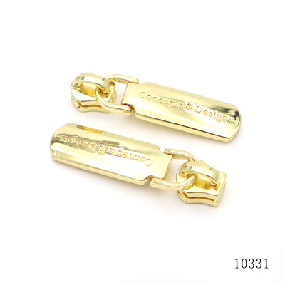 Customized Brand Name Logo Metal Zipper Puller Gold Bag Zip Pull Head Charm