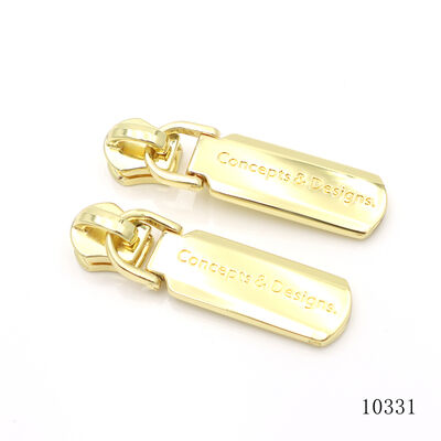 Customized Brand Name Logo Metal Zipper Puller Gold Bag Zip Pull Head Charm