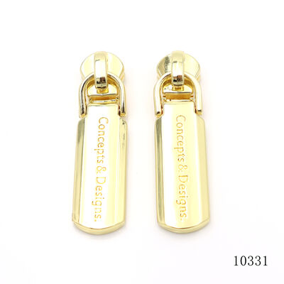 Customized Brand Name Logo Metal Zipper Puller Gold Bag Zip Pull Head Charm