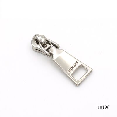 Nickel Metal Zipper Puller Custom Logo Text Zip Pull Charm #5 Slider Head