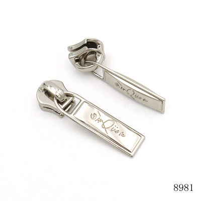 Bag Accessories Metal Zipper Puller Custom Logo Shape Zip Pull Charm with 5# Slider for Clothing