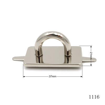 Mirror Silver Zinc Alloy Bridge D Ring With Square Base Plate Hasp Plate D Buckle For Handbag Padlock