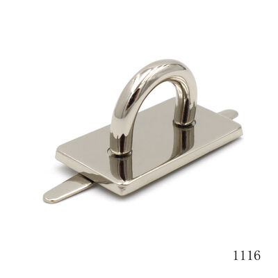 Mirror Silver Zinc Alloy Bridge D Ring With Square Base Plate Hasp Plate D Buckle For Handbag Padlock