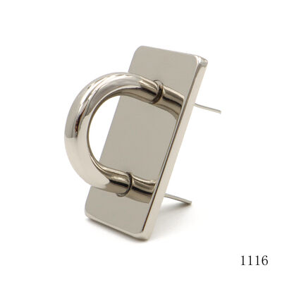 Mirror Silver Zinc Alloy Bridge D Ring With Square Base Plate Hasp Plate D Buckle For Handbag Padlock