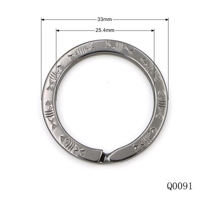 Gunmetal Custom Split Key Ring 25mm Flat Stamping Logo Keychain O Ring