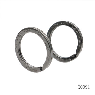 Gunmetal Custom Split Key Ring 25mm Flat Stamping Logo Keychain O Ring