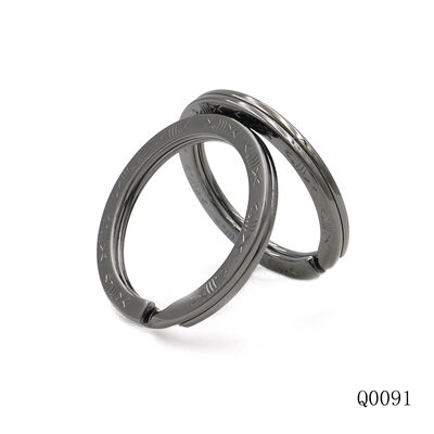 Gunmetal Custom Split Key Ring 25mm Flat Stamping Logo Keychain O Ring
