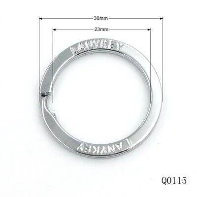 Good Quality Chrome Plated Logo Engraved Split Key Ring Waterproof Stamp Logo Flat Key Ring For Key Chain Accessories
