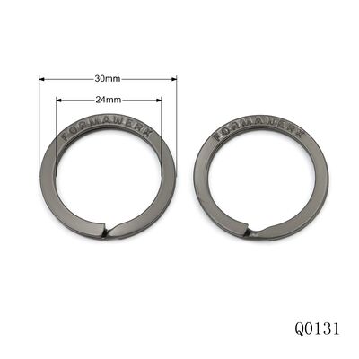 Quality Metal Split Ring Custom Logo Text Stamping Key Ring Gunmetal Plated Metal Key Chain Ring Rusty-Proof Keyring