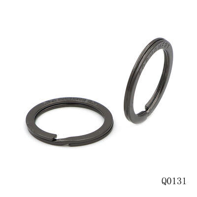 Quality Metal Split Ring Custom Logo Text Stamping Key Ring Gunmetal Plated Metal Key Chain Ring Rusty-Proof Keyring