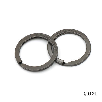 Quality Metal Split Ring Custom Logo Text Stamping Key Ring Gunmetal Plated Metal Key Chain Ring Rusty-Proof Keyring